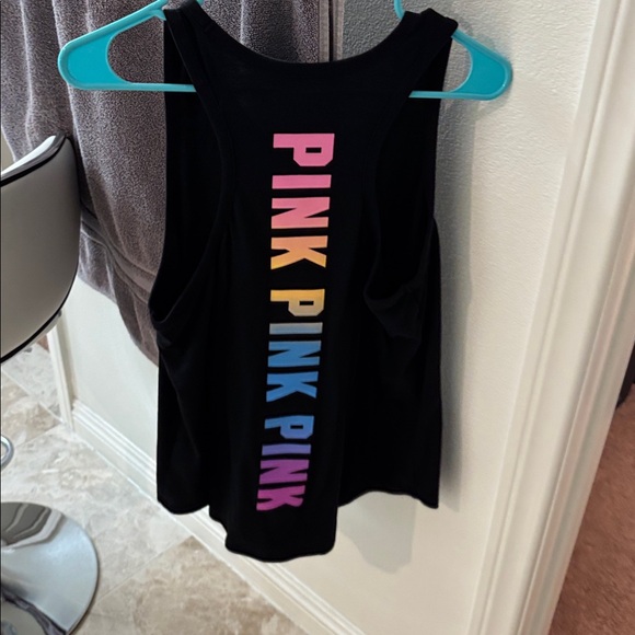 Brand new PINK Victoria's Secret Black Tank Top with Multicolor Dog Logo - Picture 2 of 2